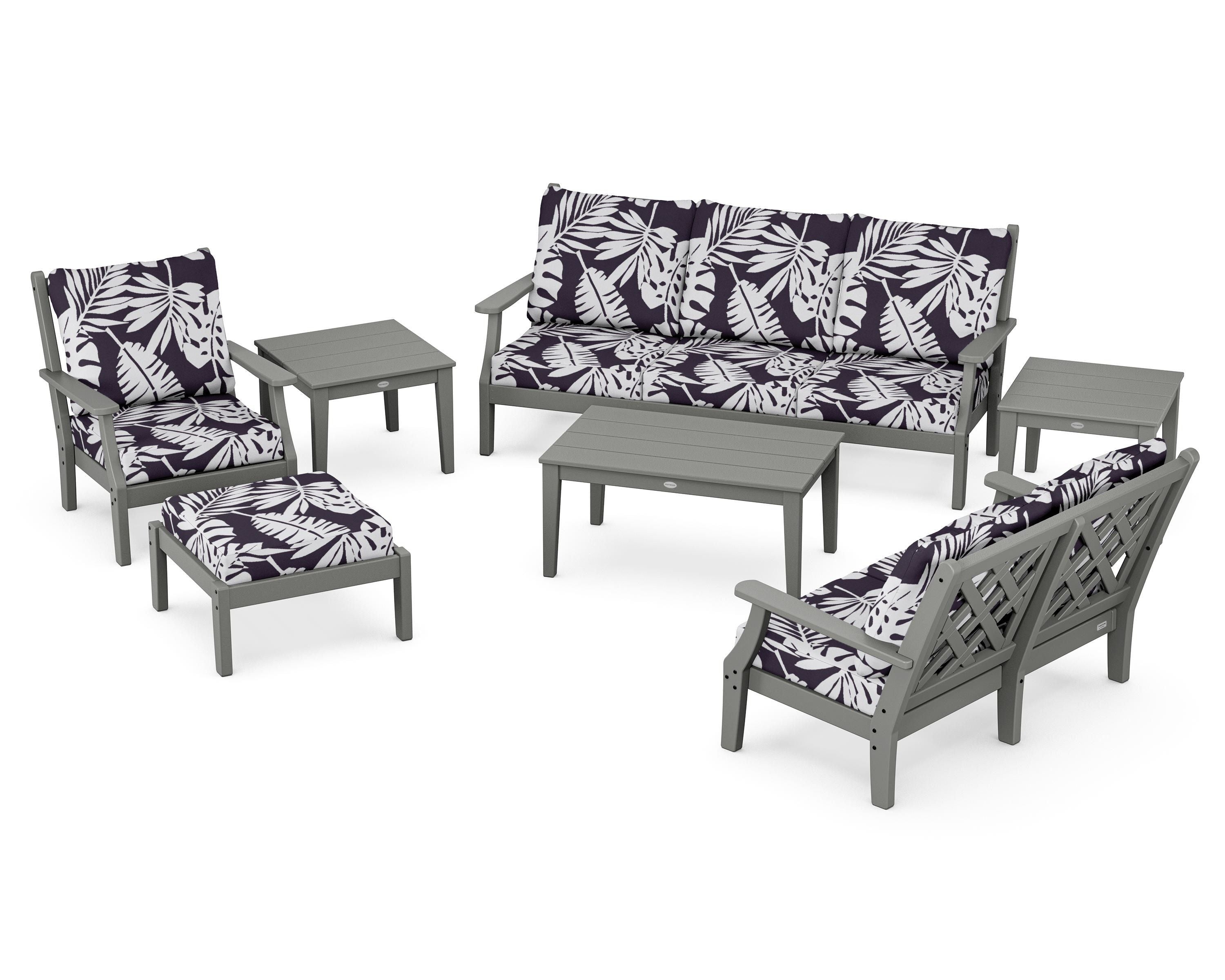 Country Living Wovendale 7-Piece Deep Seating Set in Slate Grey / Leaf Navy