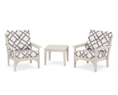 POLYWOOD® Vineyard 3-Piece Deep Seating Set in Sand / Trellis Grey Mist