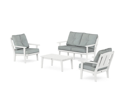 POLYWOOD® Mission 4-Piece Deep Seating Set with Loveseat in White / Spa