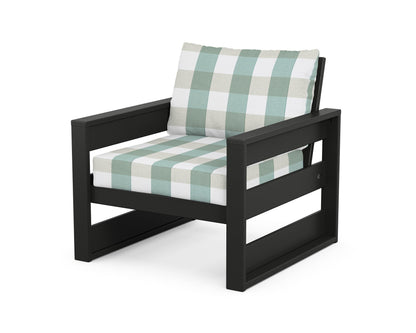 POLYWOOD® Westport Club Chair in Black / Buffalo Plaid Glacier Spa