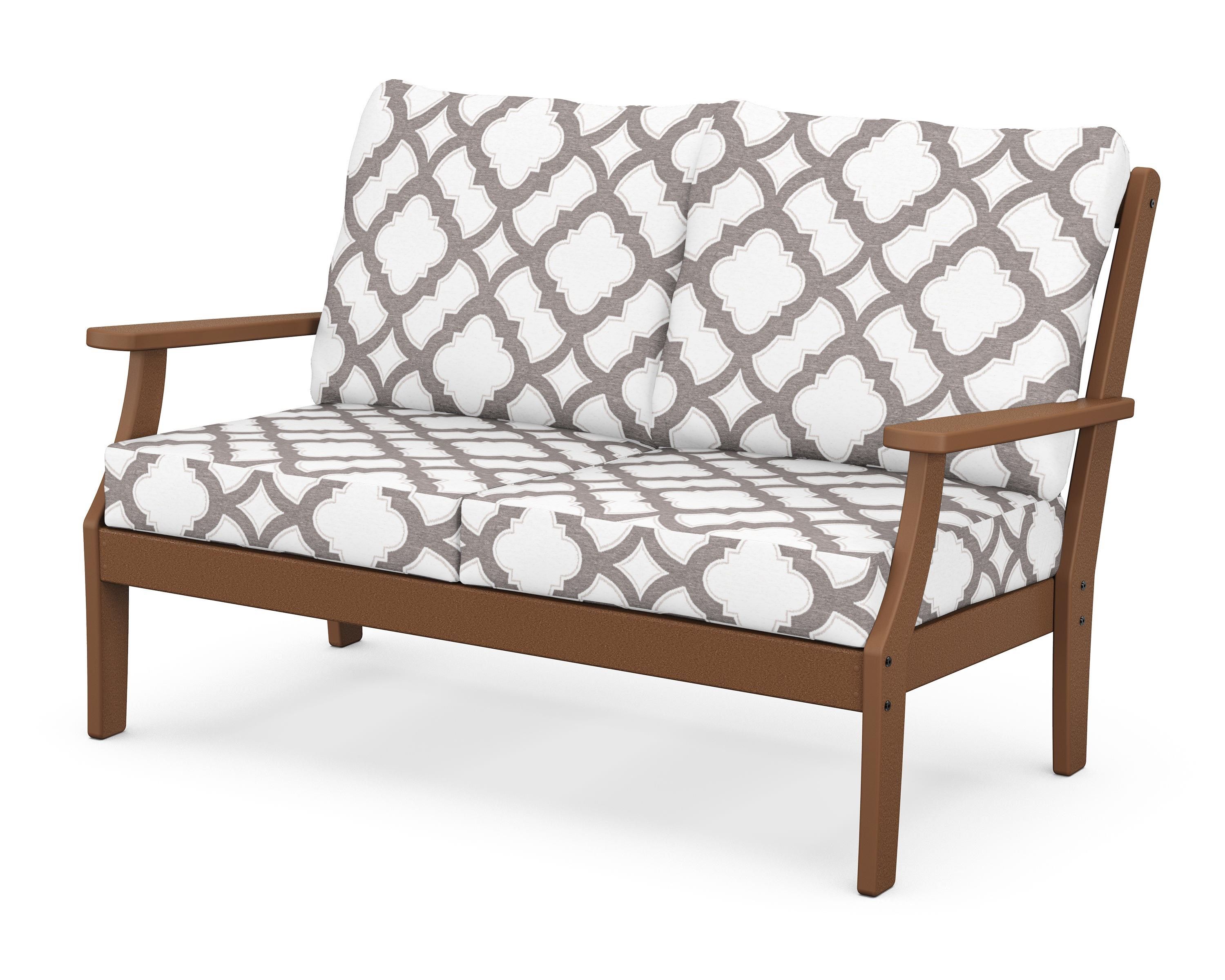 POLYWOOD® Braxton Deep Seating Loveseat in Teak / Trellis Grey Mist