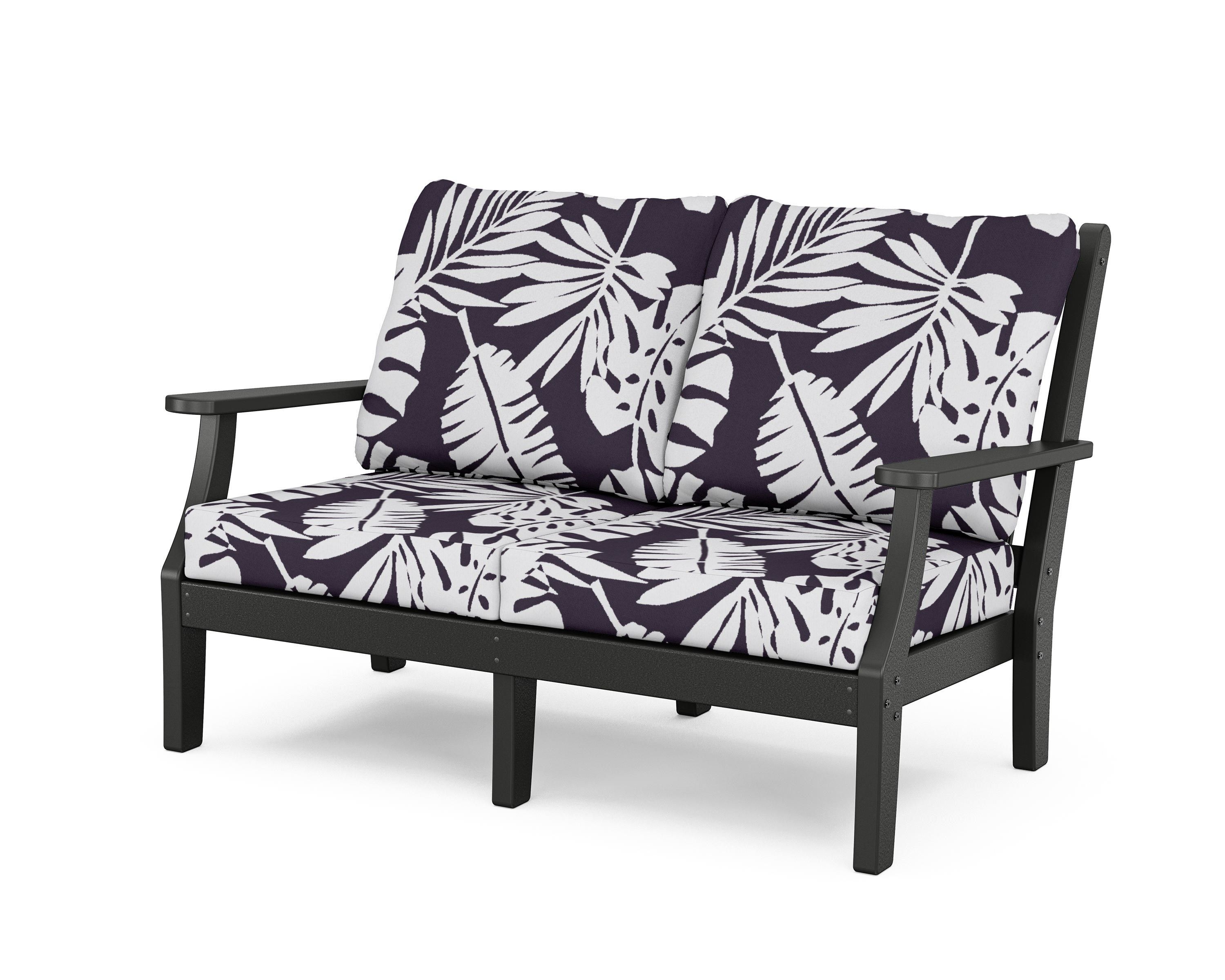 Country Living Wovendale Deep Seating Loveseat in Black / Leaf Navy