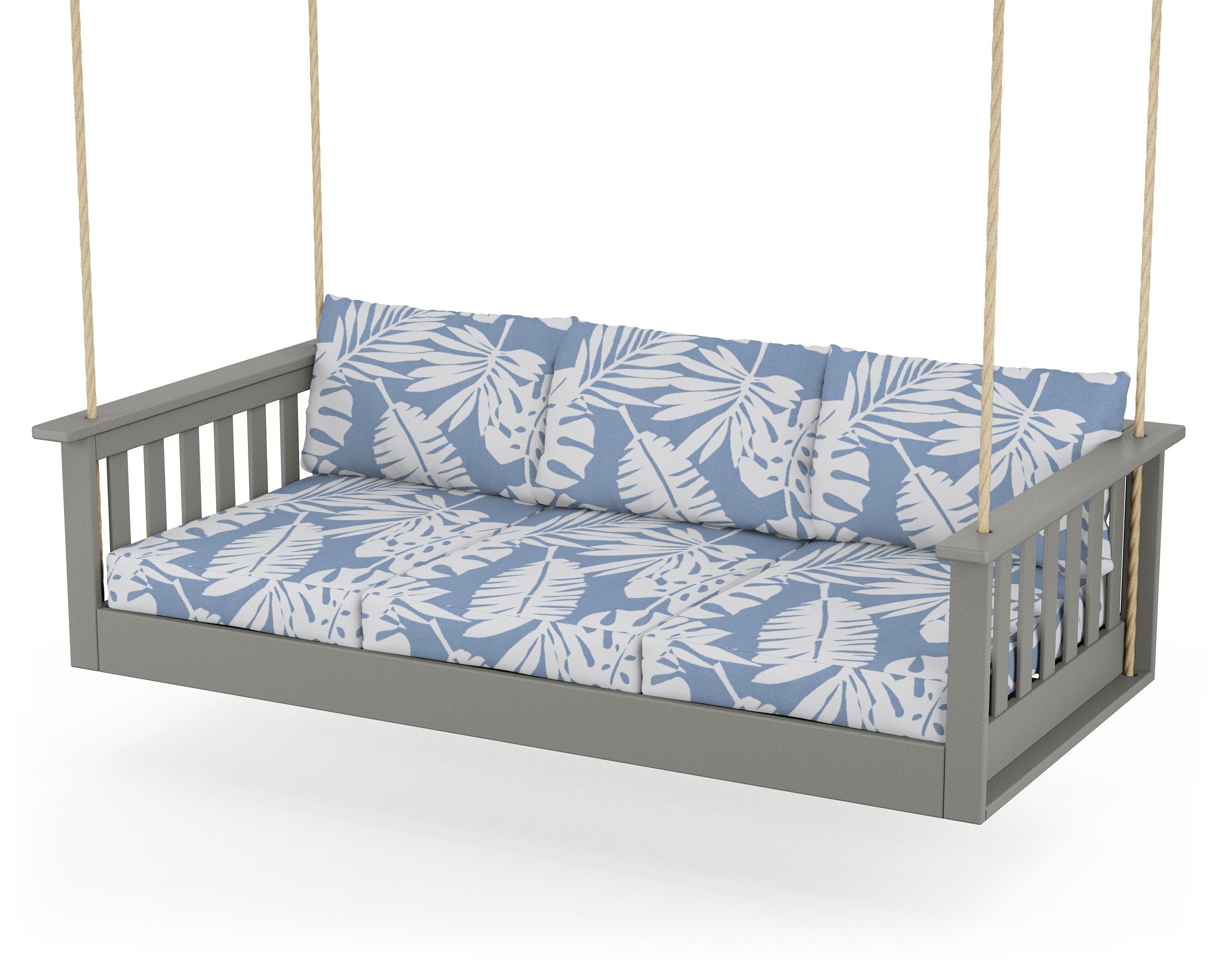 POLYWOOD® Vineyard Daybed Swing in Slate Grey / Leaf Sky Blue