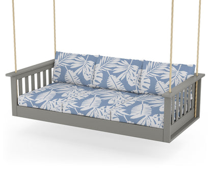 POLYWOOD® Vineyard Daybed Swing in Slate Grey / Leaf Sky Blue