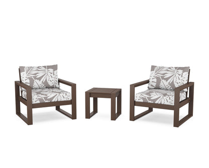 POLYWOOD® EDGE Sectional 3-Piece Deep Seating Set in Mahogany / Leaf Grey Mist