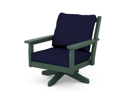 POLYWOOD® Chippendale Deep Seating Swivel Chair in Green / Navy