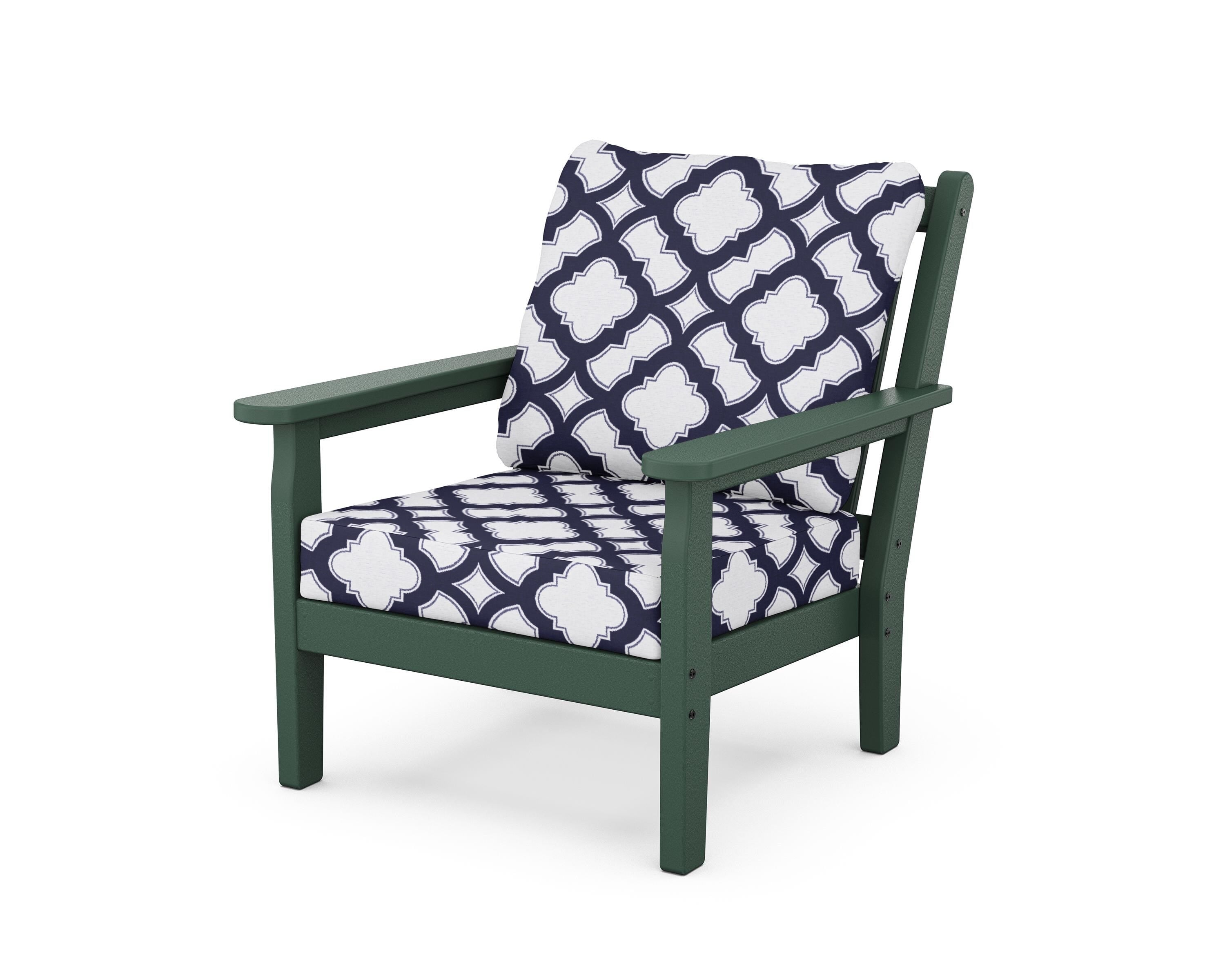 POLYWOOD® Chippendale Deep Seating Chair in Green / Trellis Navy