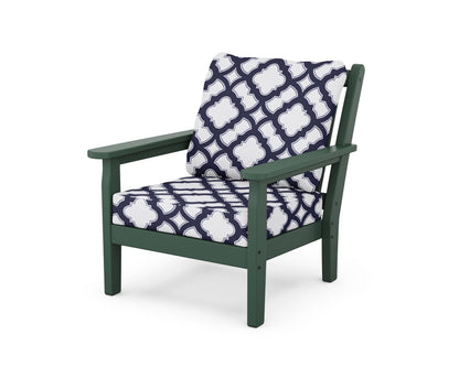 POLYWOOD® Chippendale Deep Seating Chair in Green / Trellis Navy