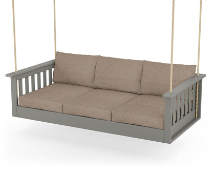 POLYWOOD® Vineyard Daybed Swing in Slate Grey / Spiced Burlap