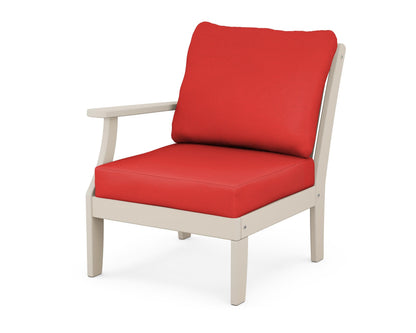 POLYWOOD® Braxton Modular Left Arm Chair in Sand / Crimson Linen