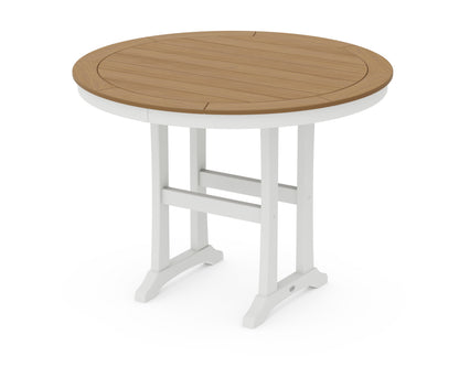 POLYWOOD® Nautical Trestle 48" Round Counter Table in White / Natural