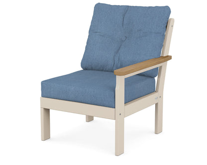 POLYWOOD® Vineyard Modular Right Arm Chair in Sand / Natural / Sky Blue