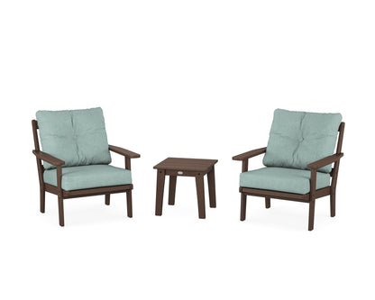 POLYWOOD® Oxford 3-Piece Deep Seating Set in Mahogany / Glacier Spa
