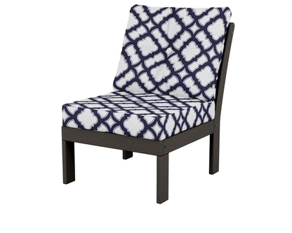 POLYWOOD® Vineyard Modular Armless Chair in Vintage Coffee / Trellis Navy