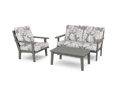 POLYWOOD® Lakeside 3-Piece Deep Seating Set in Slate Grey / Leaf Grey Mist