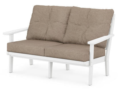 POLYWOOD® Lakeside Deep Seating Loveseat in White / Spiced Burlap