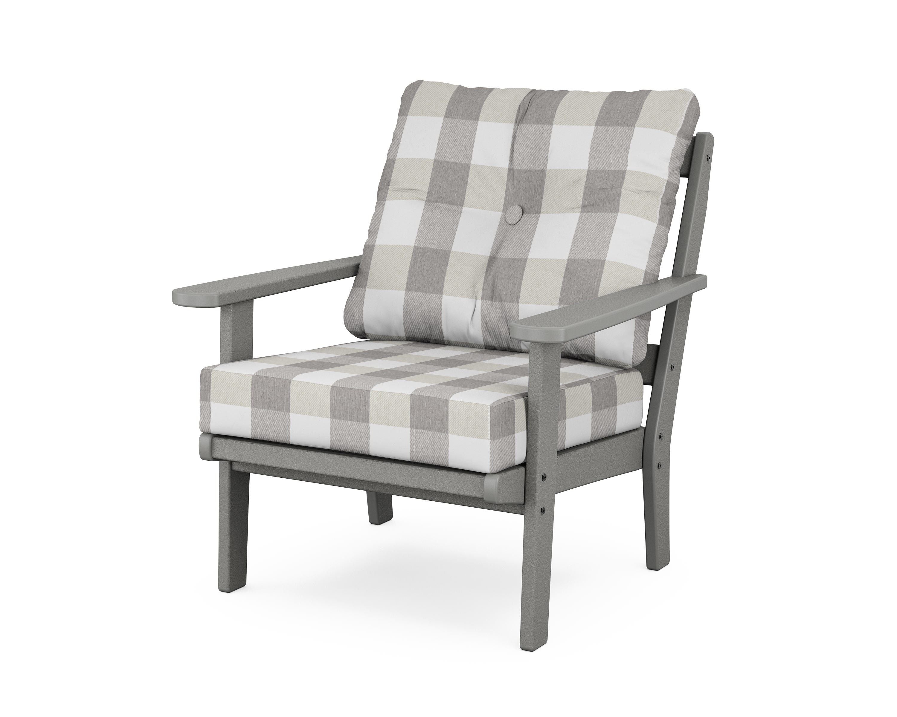 POLYWOOD® Mission Deep Seating Chair in Slate Grey / Buffalo Plaid Grey Mist