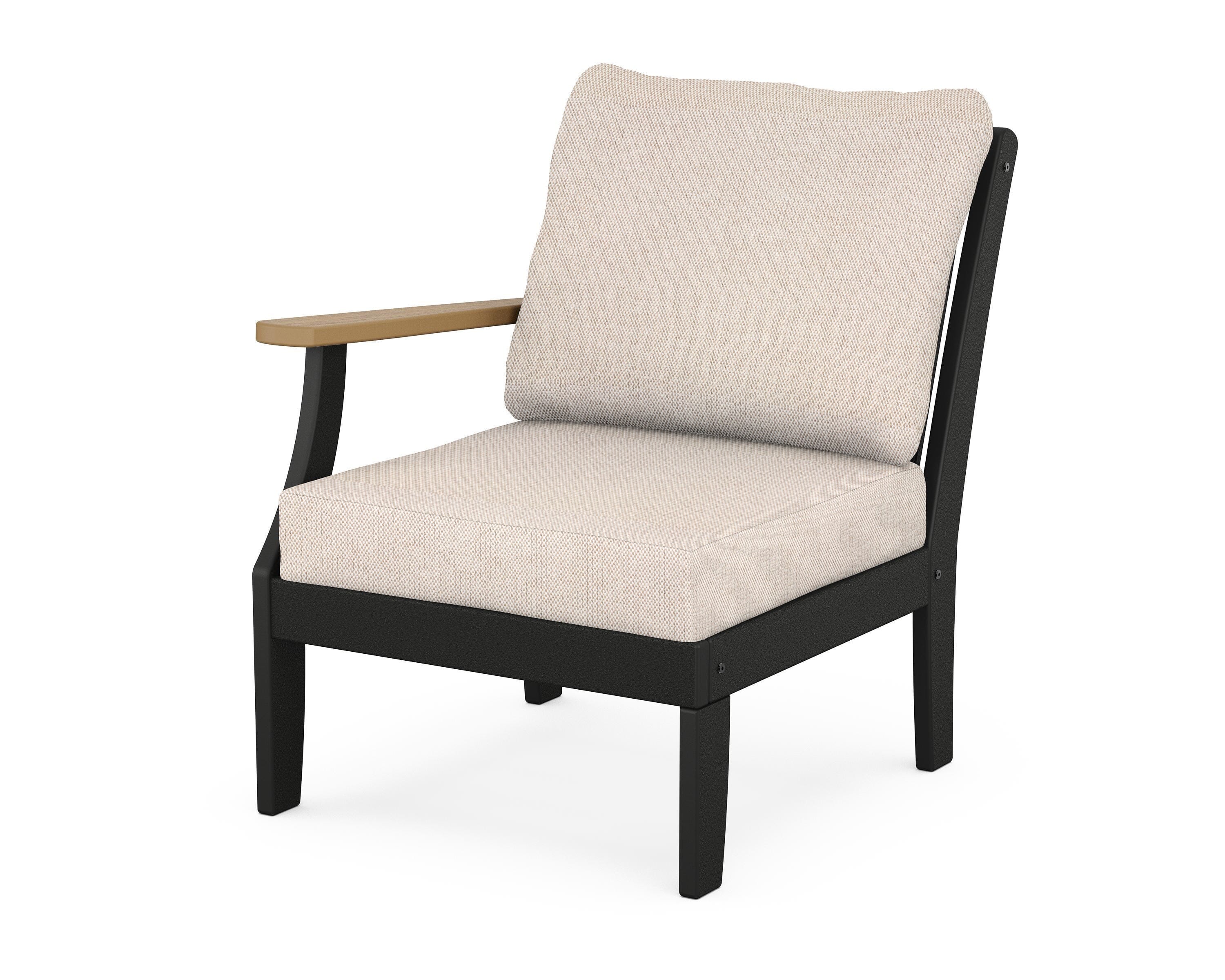 POLYWOOD® Braxton Modular Left Arm Chair in Black / Natural / Blend Linen