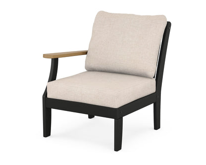 POLYWOOD® Braxton Modular Left Arm Chair in Black / Natural / Blend Linen