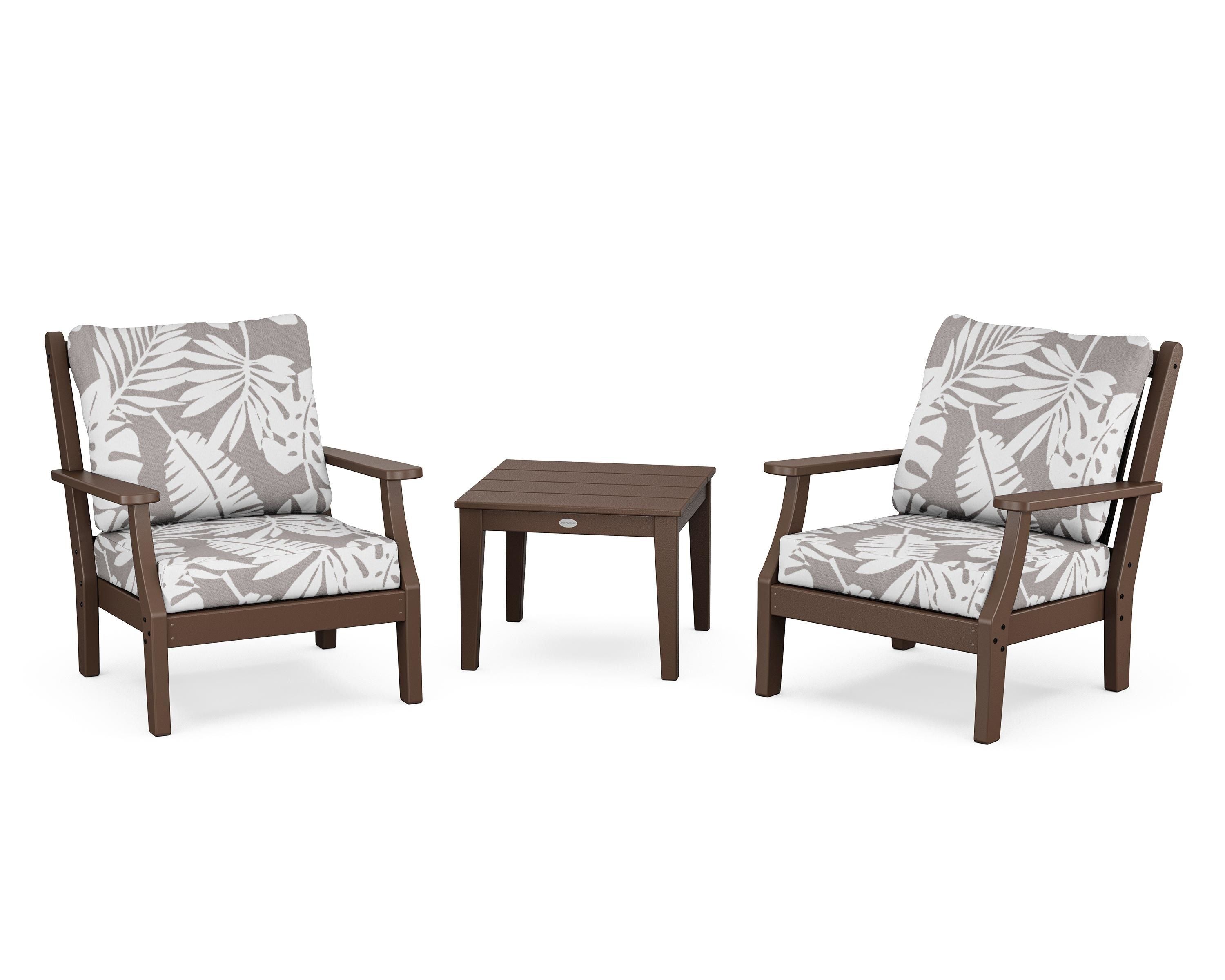 Country Living Wovendale 3-Piece Deep Seating Set in Mahogany / Leaf Grey Mist