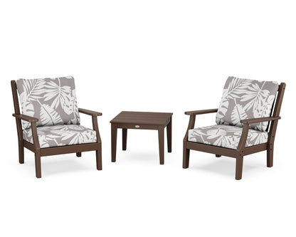 Country Living Wovendale 3-Piece Deep Seating Set in Mahogany / Leaf Grey Mist