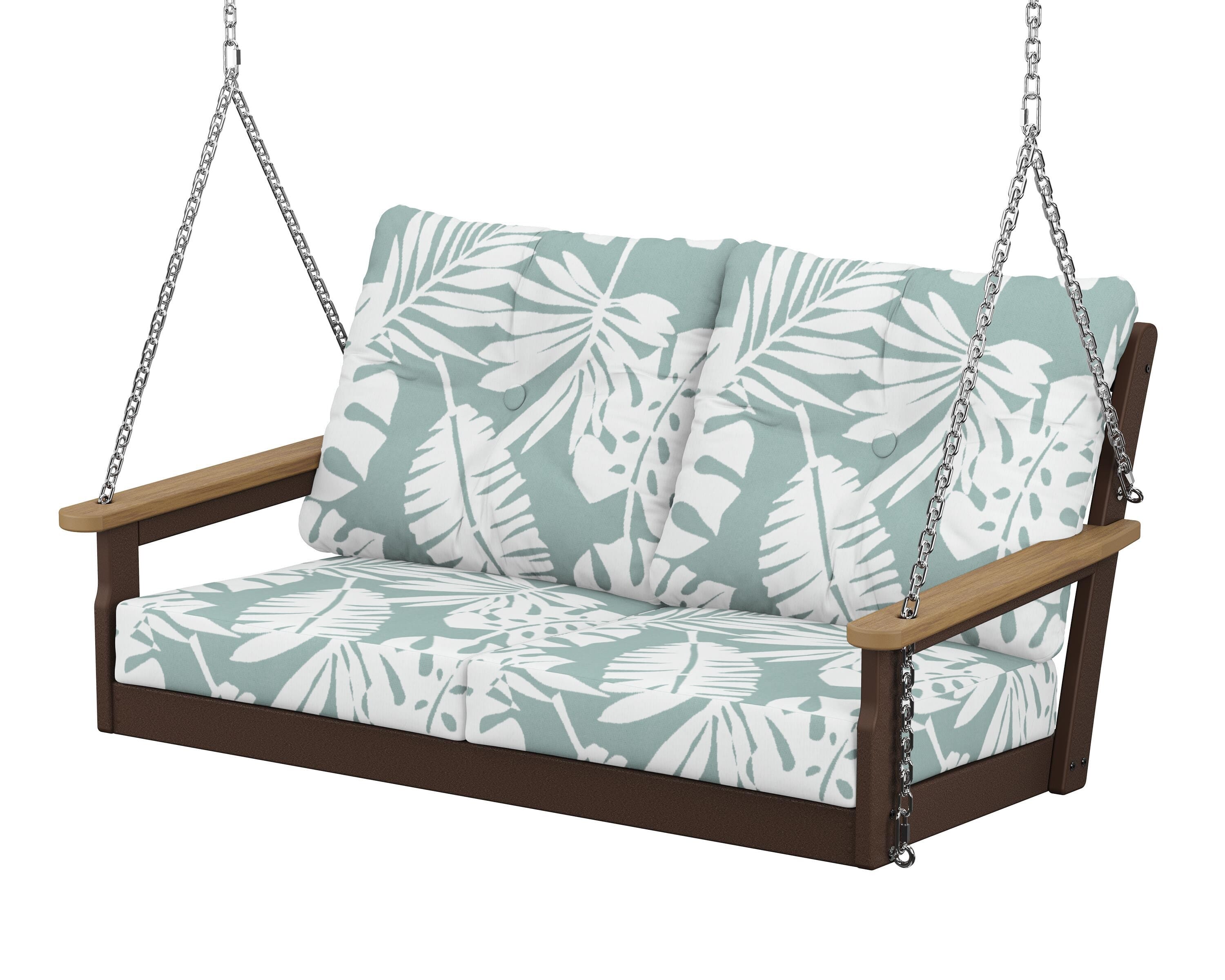 POLYWOOD® Vineyard Deep Seating Swing in Mahogany / Natural / Leaf Glacier Spa