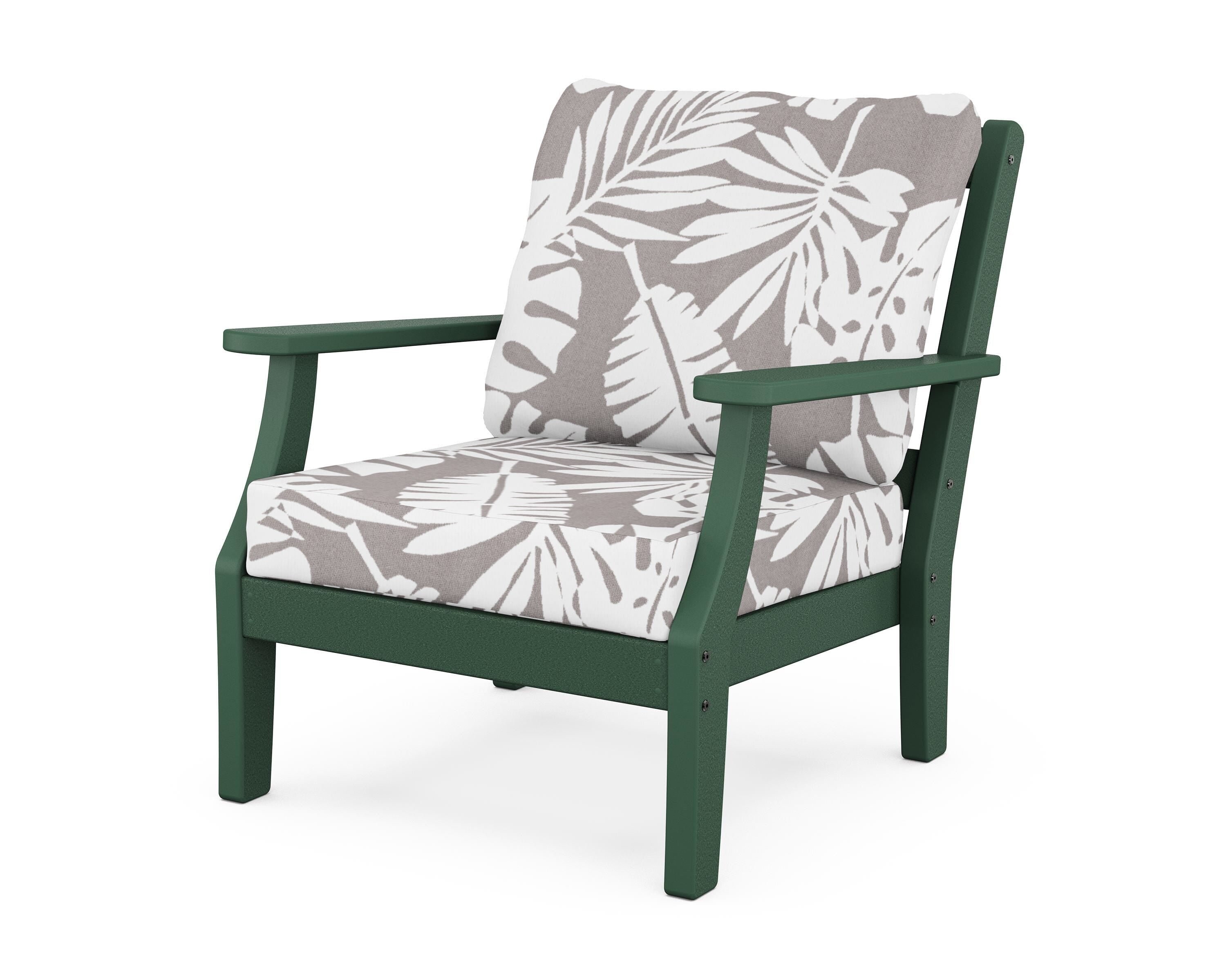 Martha Stewart by POLYWOOD® Chinoiserie Deep Seating Chair in Green / Leaf Grey Mist