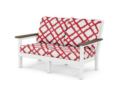 POLYWOOD® Chippendale Deep Seating Loveseat in White / Kona / Trellis Crimson