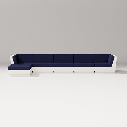 PW Designer Series Elevate 6-Piece Chaise Sectional in Vintage White / Navy
