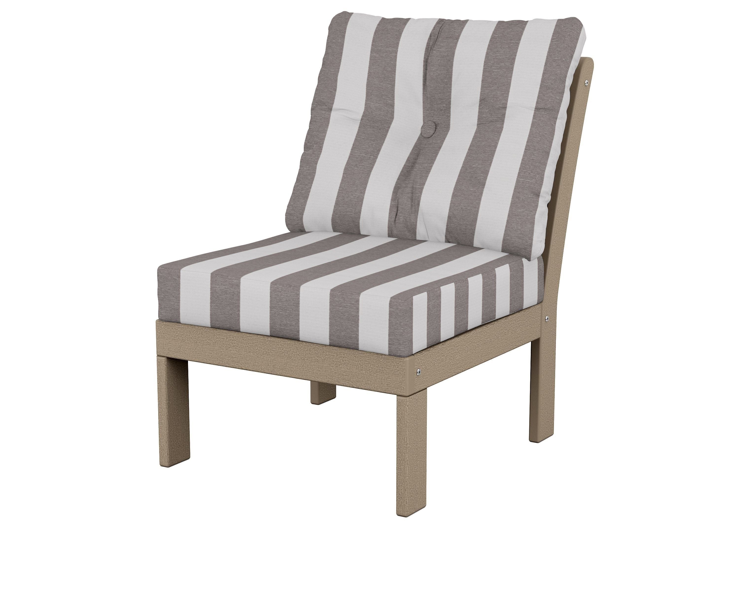 POLYWOOD® Vineyard Modular Armless Chair in Vintage Sahara / Cabana Stripe Grey Mist