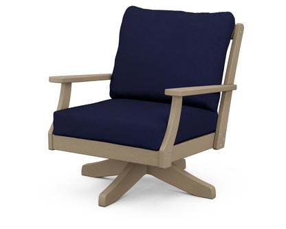 POLYWOOD® Braxton Deep Seating Swivel Chair in Vintage Sahara / Navy