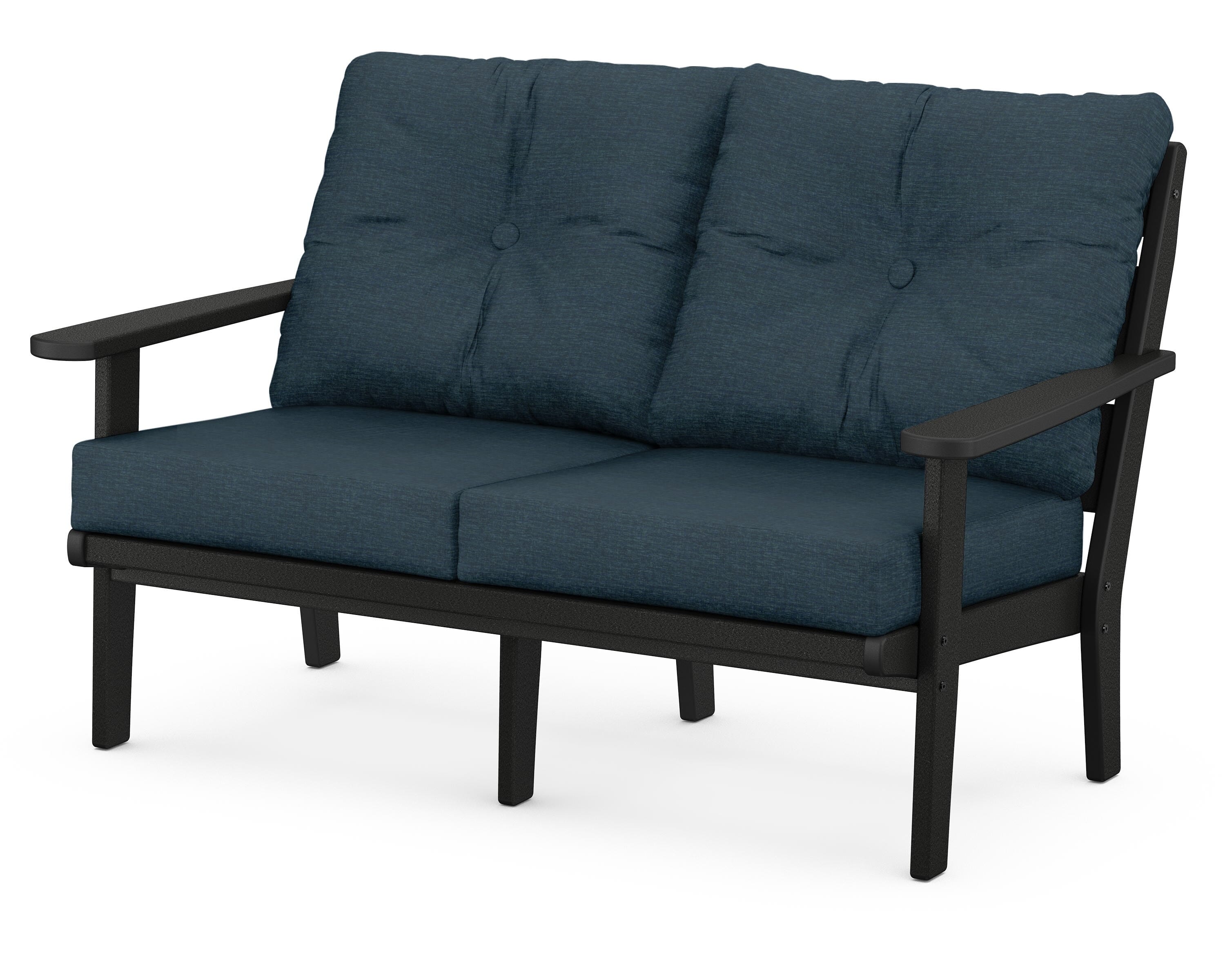 POLYWOOD® Lakeside Deep Seating Loveseat in Black / Platform Indigo