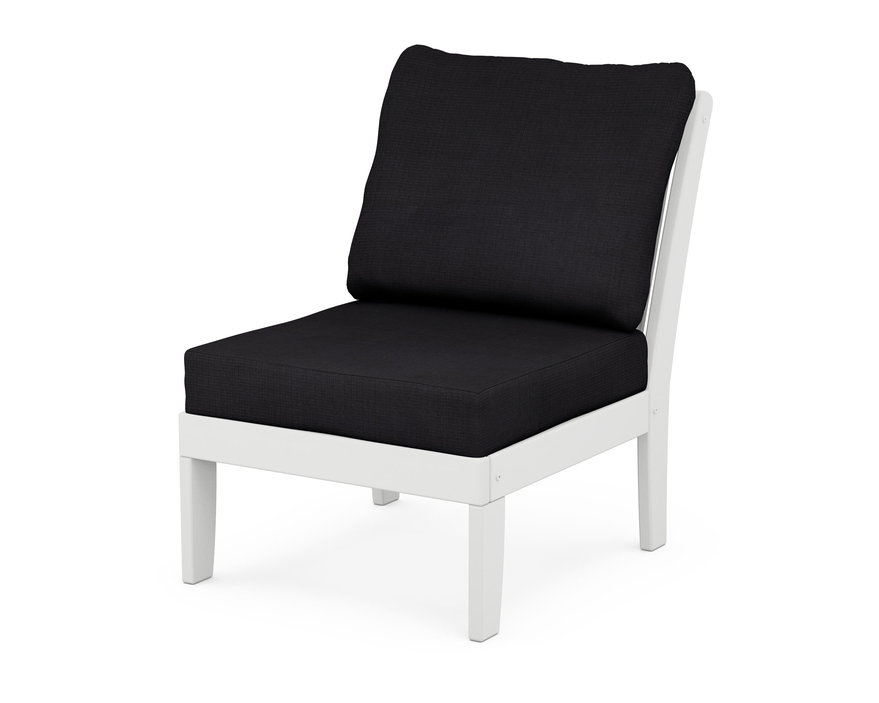 POLYWOOD® Braxton Modular Armless Chair in White / Midnight Linen