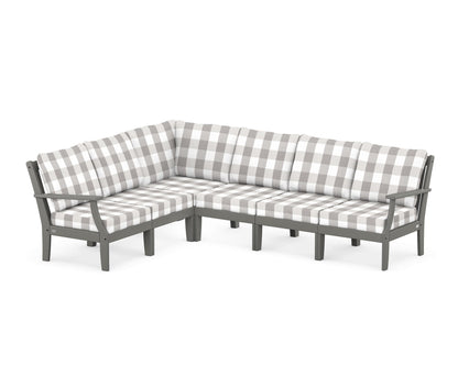 POLYWOOD® Braxton Modular 6-Piece Deep Seating Set in Slate Grey / Buffalo Plaid Grey Mist