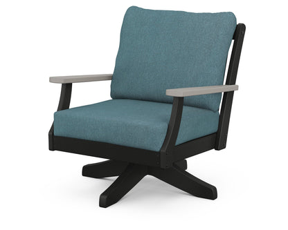 POLYWOOD® Braxton Deep Seating Swivel Chair in Black / Driftwood / Ocean Teal