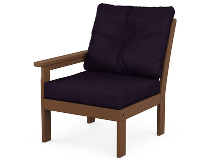 POLYWOOD® Vineyard Modular Left Arm Chair in Teak / Navy Linen