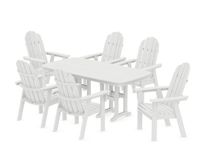 POLYWOOD® Vineyard Curveback Adirondack Chair 7-Piece Dining Set in White