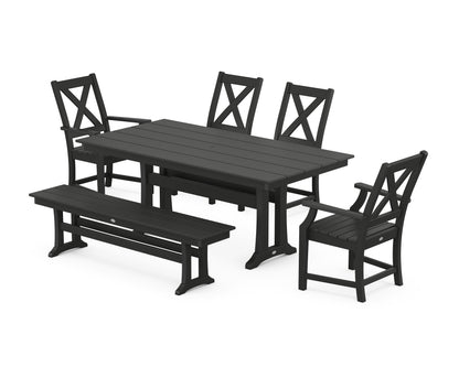 POLYWOOD® Braxton 6-Piece Farmhouse Dining Set With Trestle Legs in Black