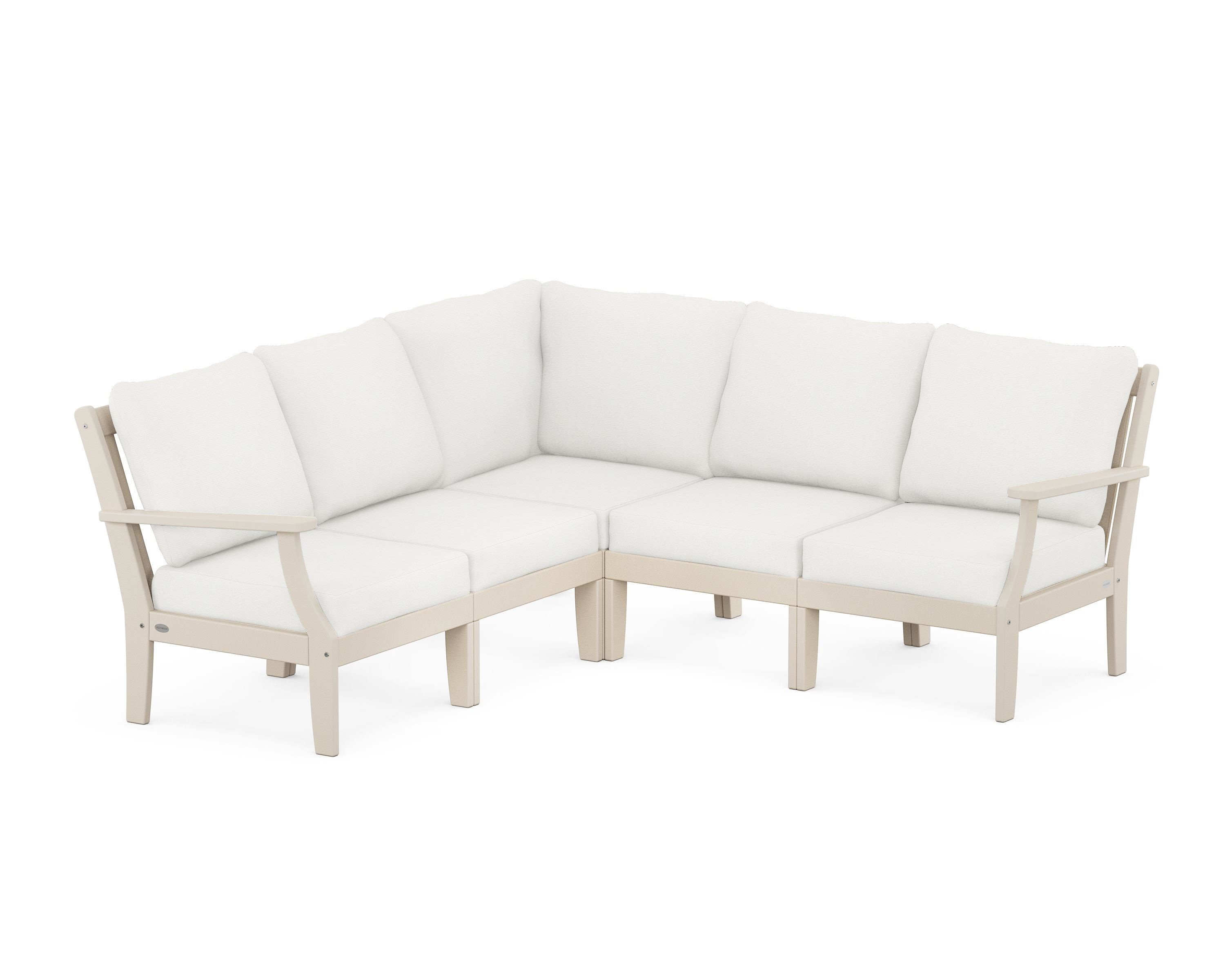 POLYWOOD® Braxton Modular 5-Piece Deep Seating Set in Sand / Natural Linen