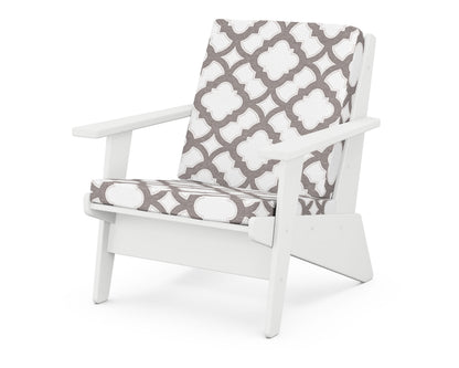 POLYWOOD® Riviera Modern Lounge Chair in White / Trellis Grey Mist