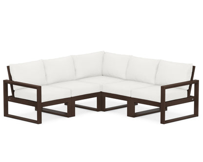 POLYWOOD® EDGE 5-Piece Modular Deep Seating Set in Mahogany / Natural Linen