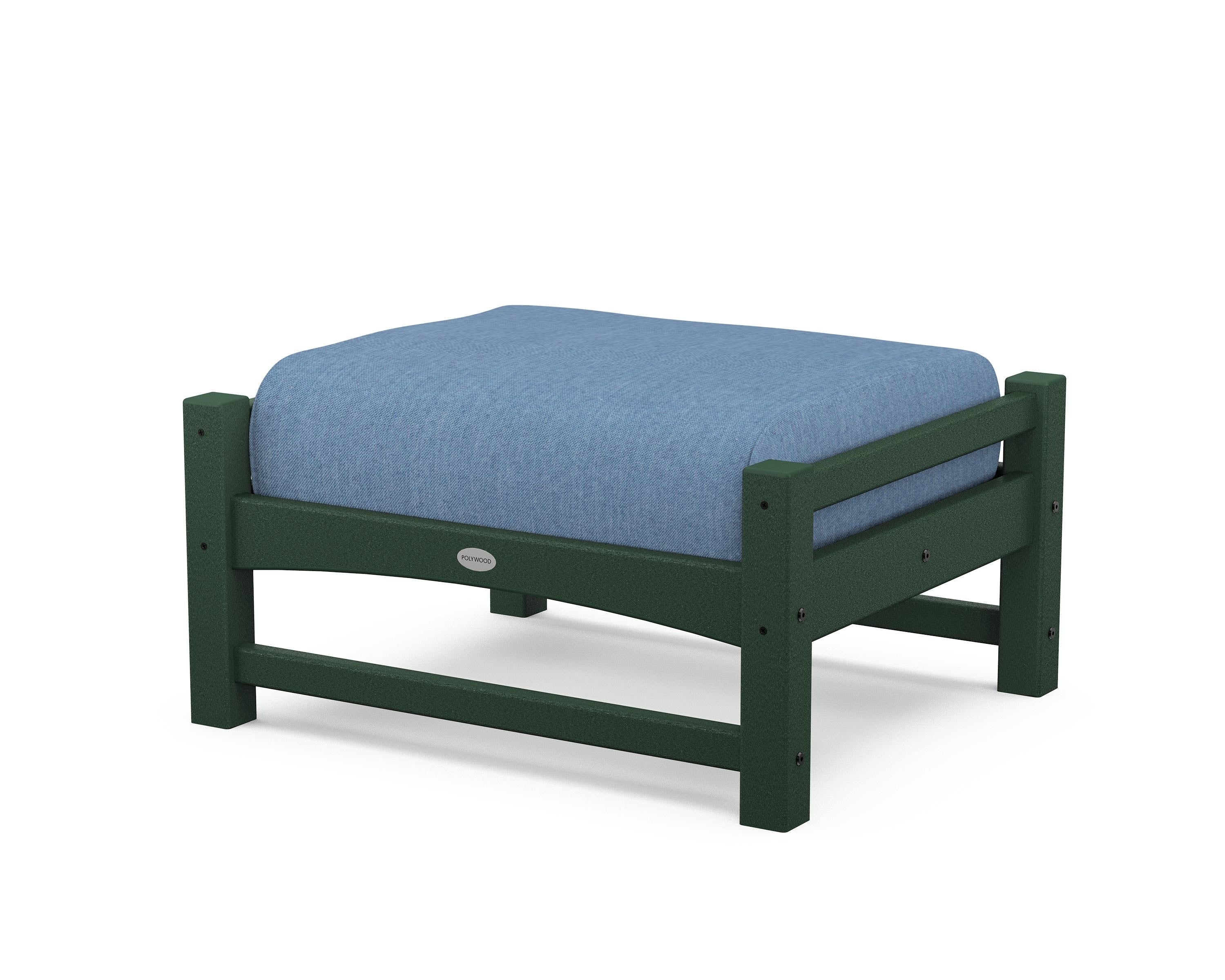 POLYWOOD® Club Ottoman in Green / Sky Blue
