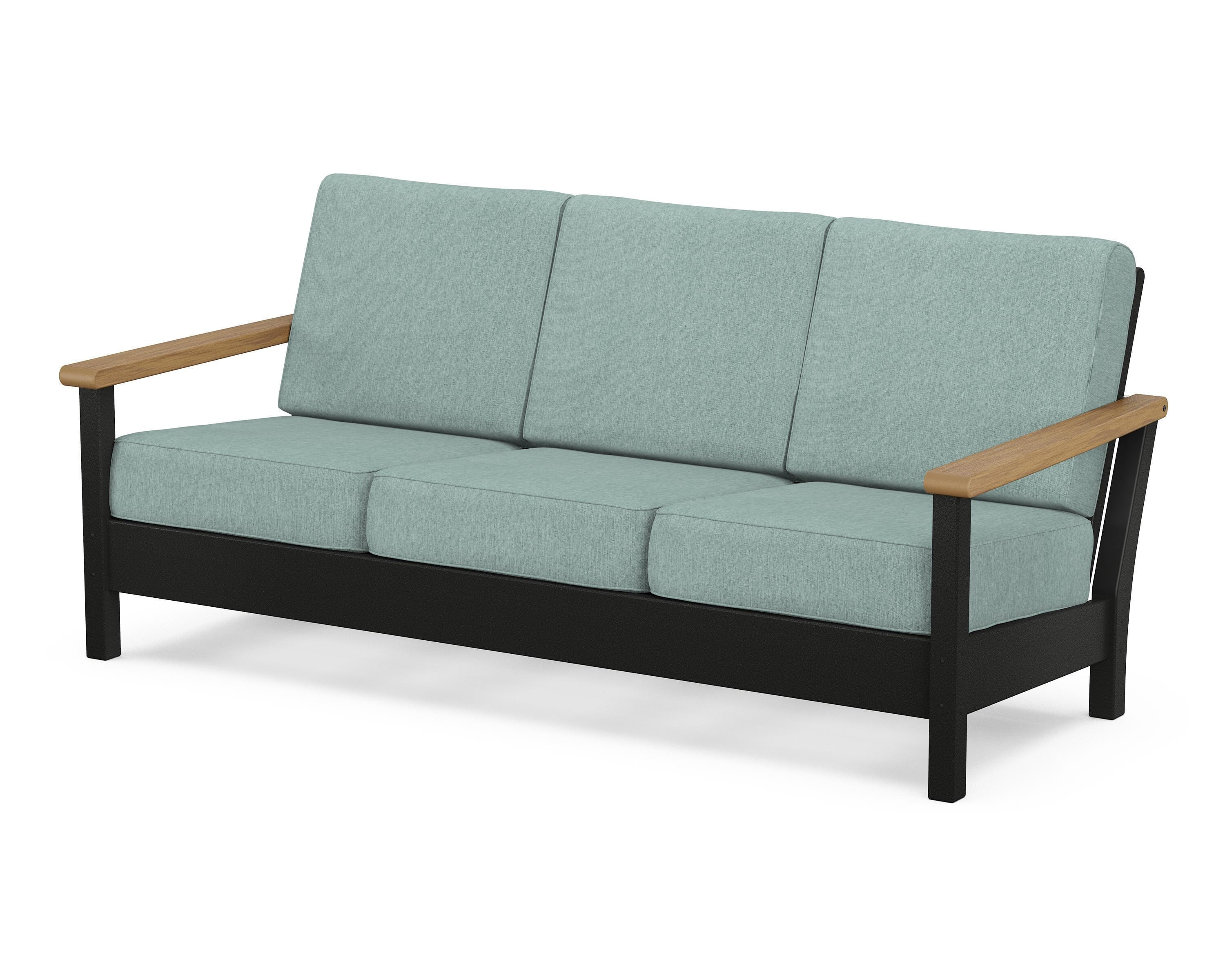 POLYWOOD® Harbour Deep Seating Sofa in Black / Natural / Glacier Spa