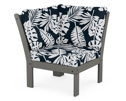 POLYWOOD® Vineyard Modular Corner Chair in Slate Grey / Leaf Marine Indigo