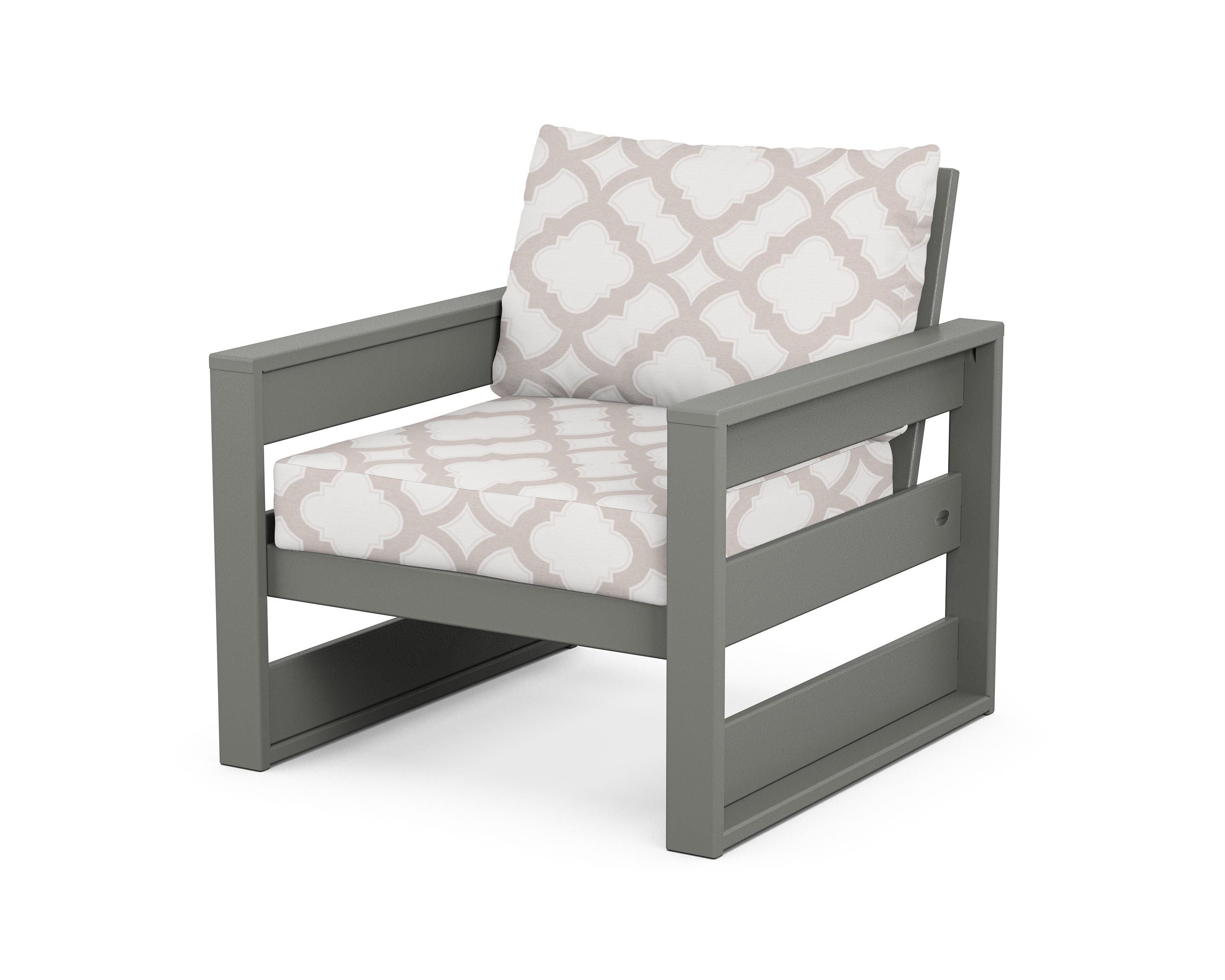 POLYWOOD® Westport Club Chair in Slate Grey / Trellis Dune Burlap