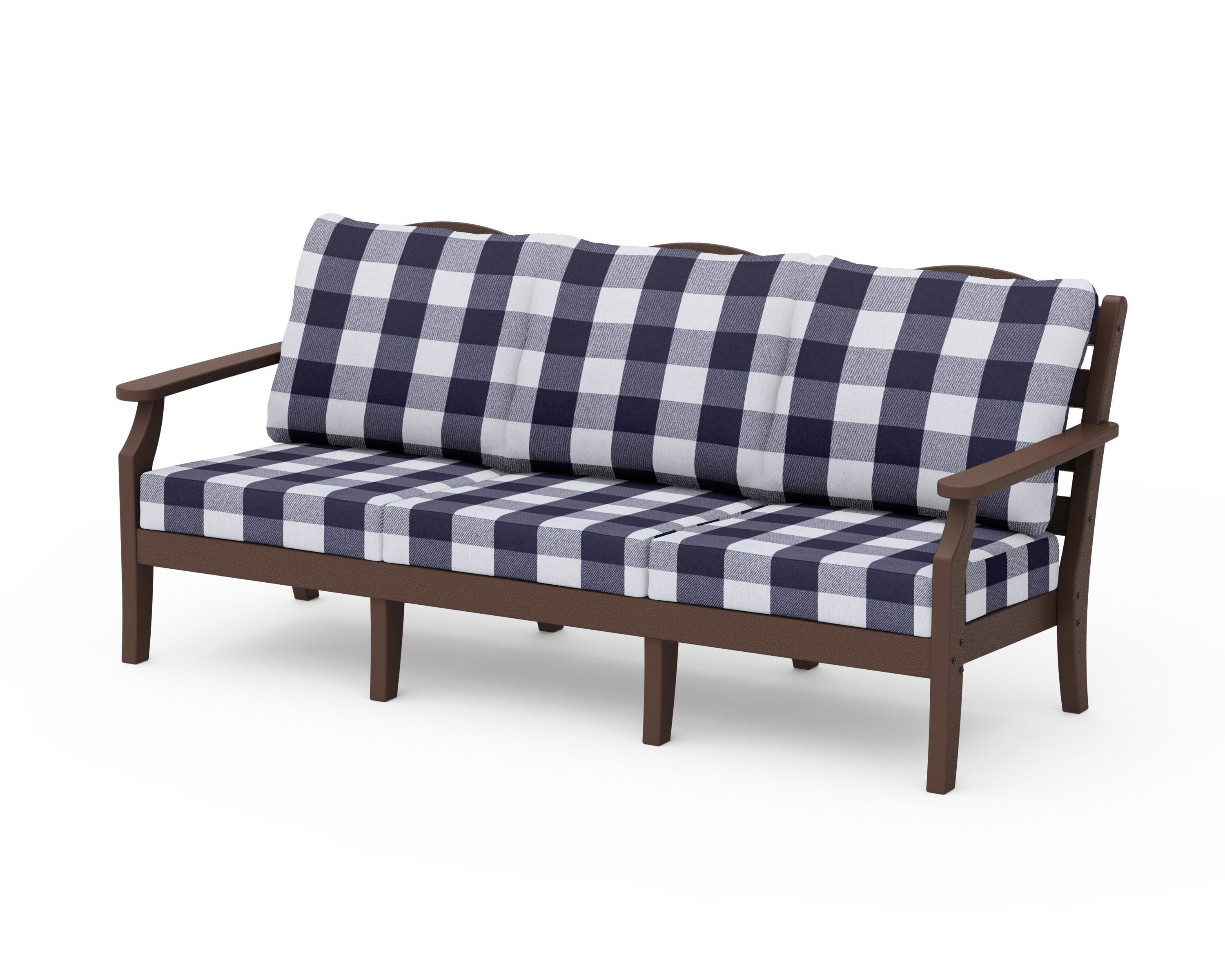 Draper James™ by  POLYWOOD® Savannah Deep Seating Sofa in Mahogany / Buffalo Plaid Navy