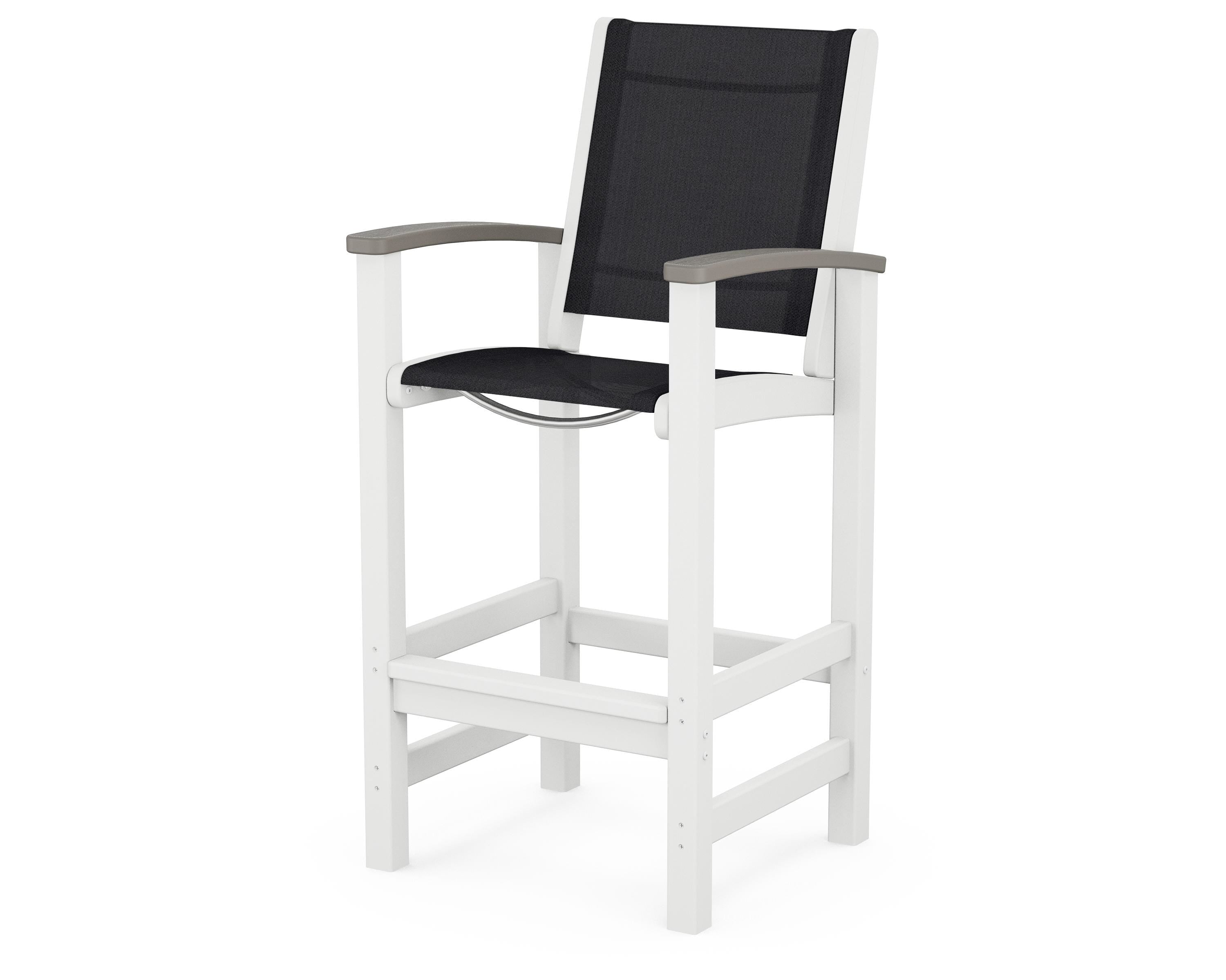 POLYWOOD® Coastal Bar Chair in White / Kona / Black Sling