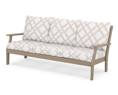 POLYWOOD® Braxton Deep Seating Sofa in Vintage Sahara / Trellis Dune Burlap