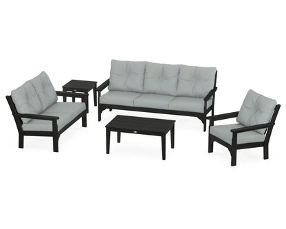 POLYWOOD® Vineyard 5 Piece Deep Seating Set in Black / Spa