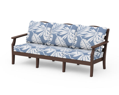 Draper James™ by  POLYWOOD® Savannah Deep Seating Sofa in Mahogany / Leaf Sky Blue